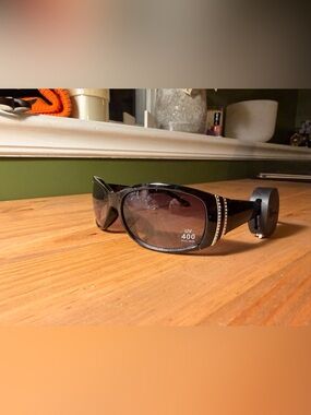 Black Women's Sunglasses with Rhinestone Accent